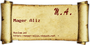 Mager Aliz névjegykártya